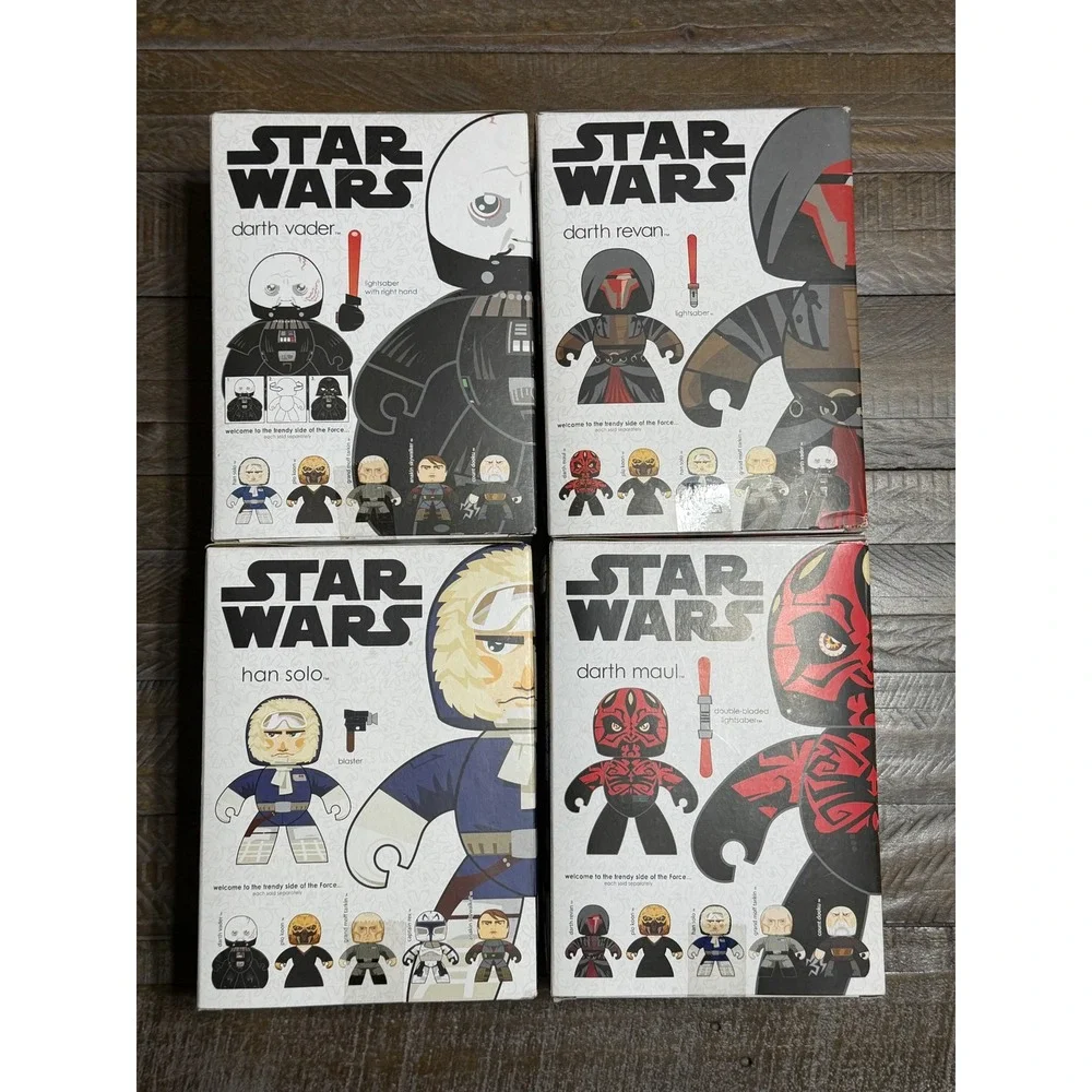 Hasbro Star Wars Mighty Muggs Vader Revan Han Maul Lot 4 Multi NIB 2008 Figures